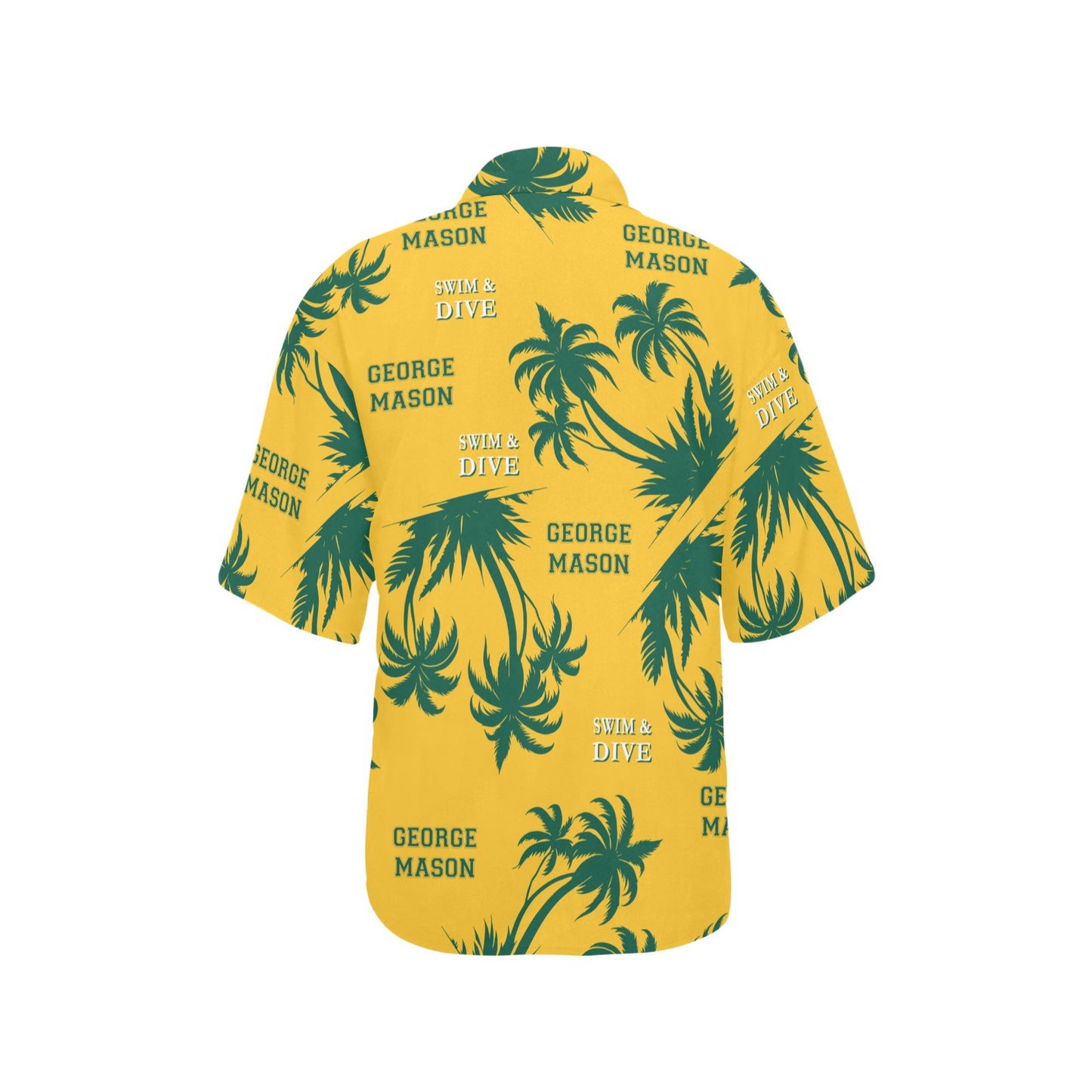 Yellow and Green George Mason Swim and Dive Team Fan Womens Hawaiian Shirt