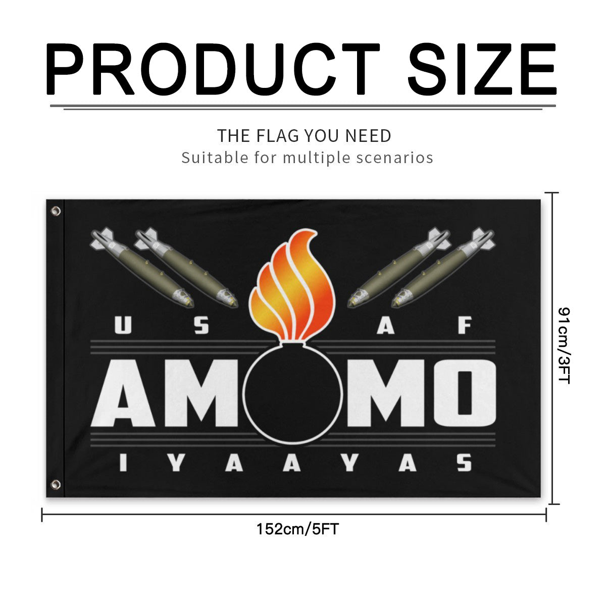 USAF AMMO IYAAYAS Pisspot GBU-38 Bombs Dropping Above Two-Sided Flag