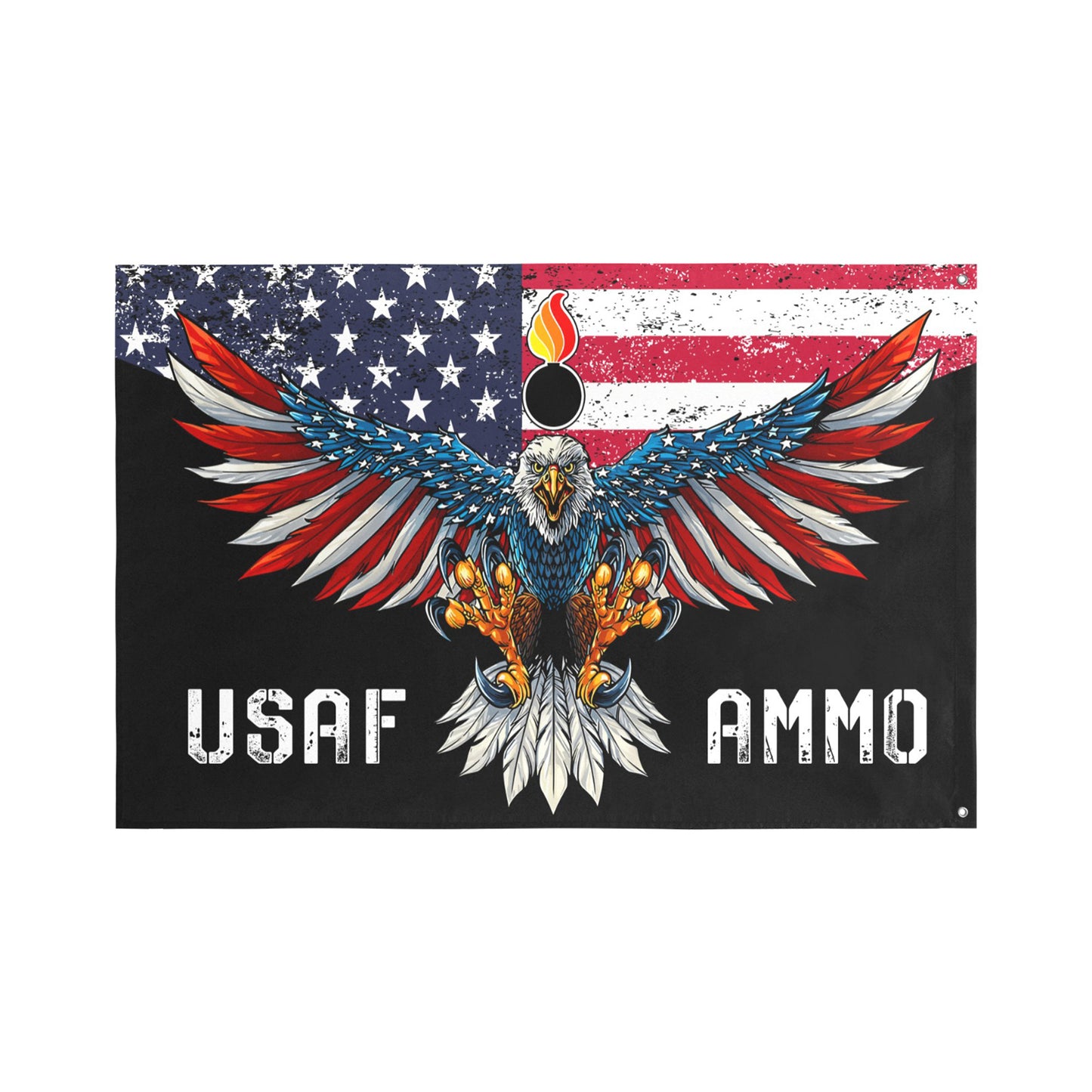 USAF AMMO Grunge and Black American Flag With Eagle and Pisspot 2 Sided Flag