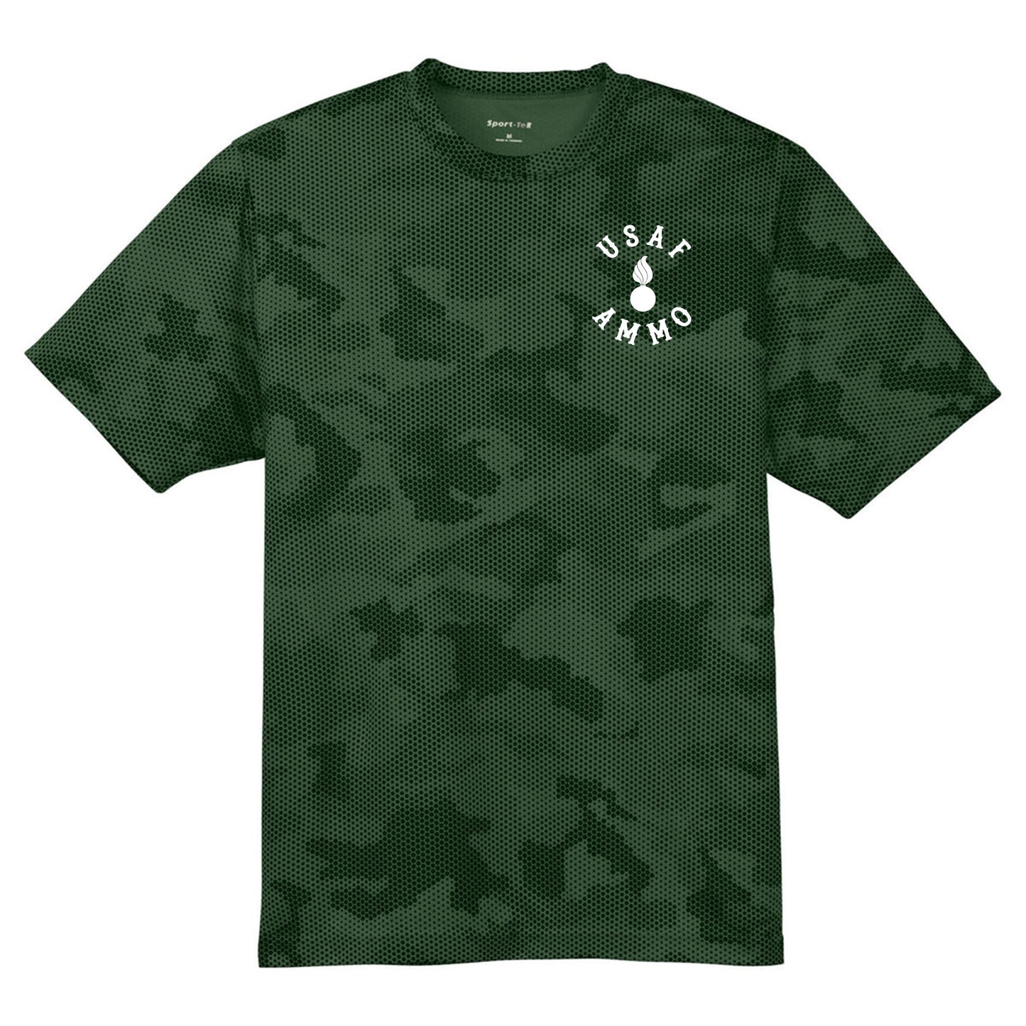 USAF AMMO 2W0 Jack Daniels Style Logo IYAAYAS CamoHex Tee