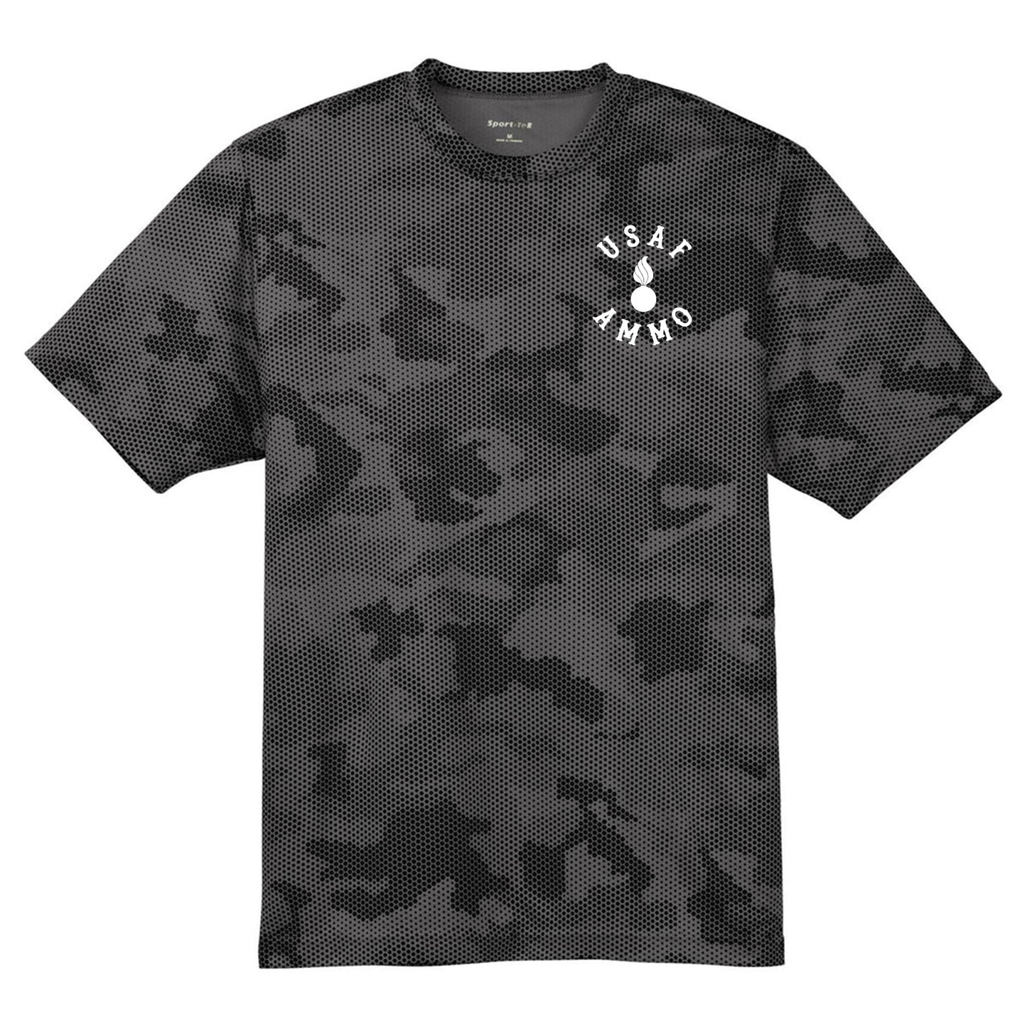 USAF AMMO 2W0 Jack Daniels Style Logo IYAAYAS CamoHex Tee