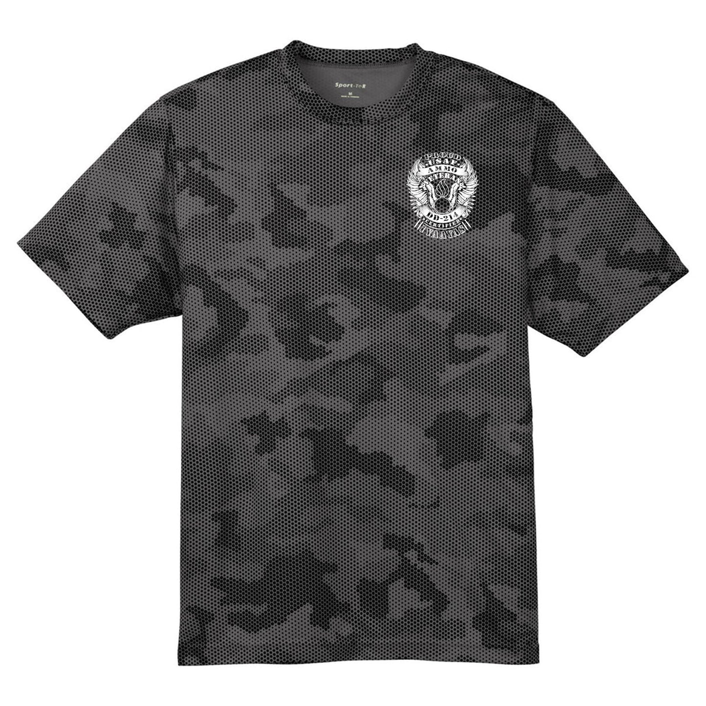 USAF AMMO Proud Veteran DD-214 Certified IYAAYAS Pisspot Eagle Wings Bomb Silhouette CamoHex Tee