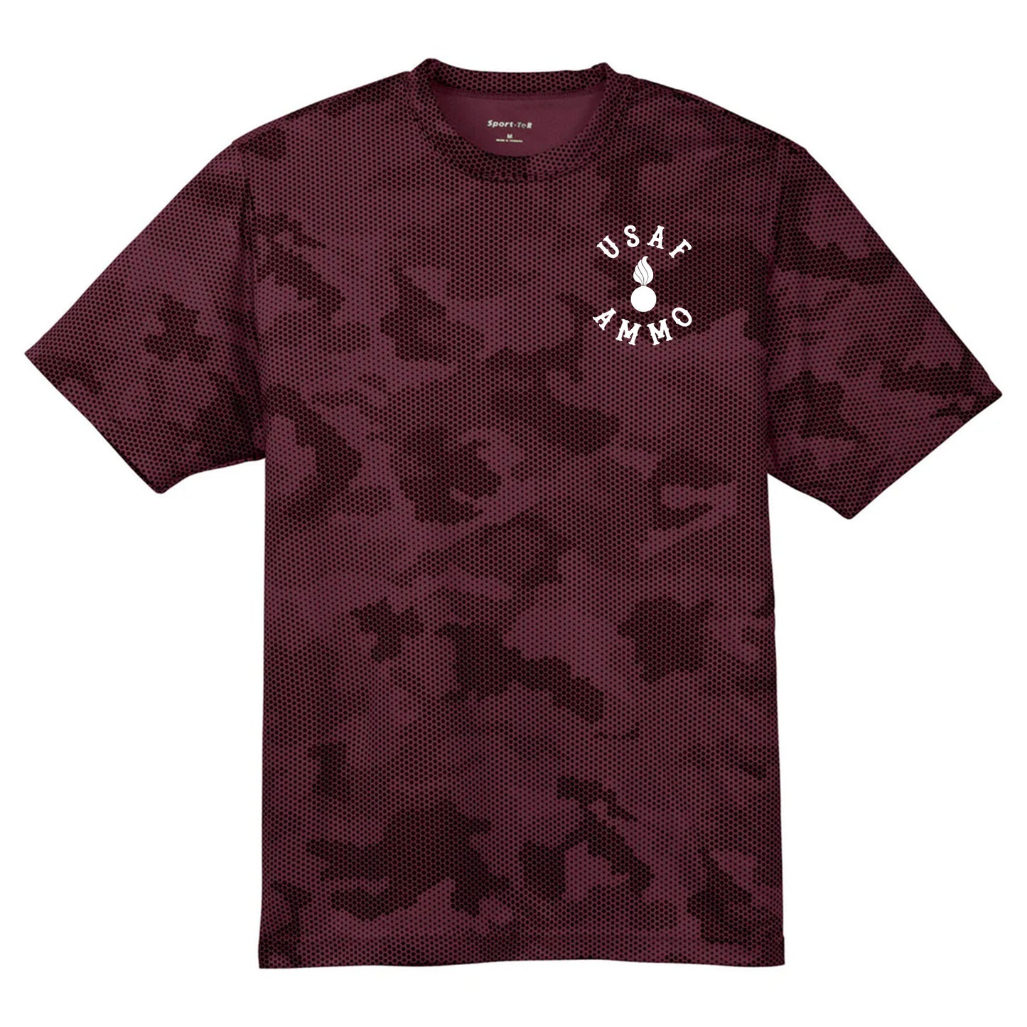 USAF AMMO 2W0 Jack Daniels Style Logo IYAAYAS CamoHex Tee