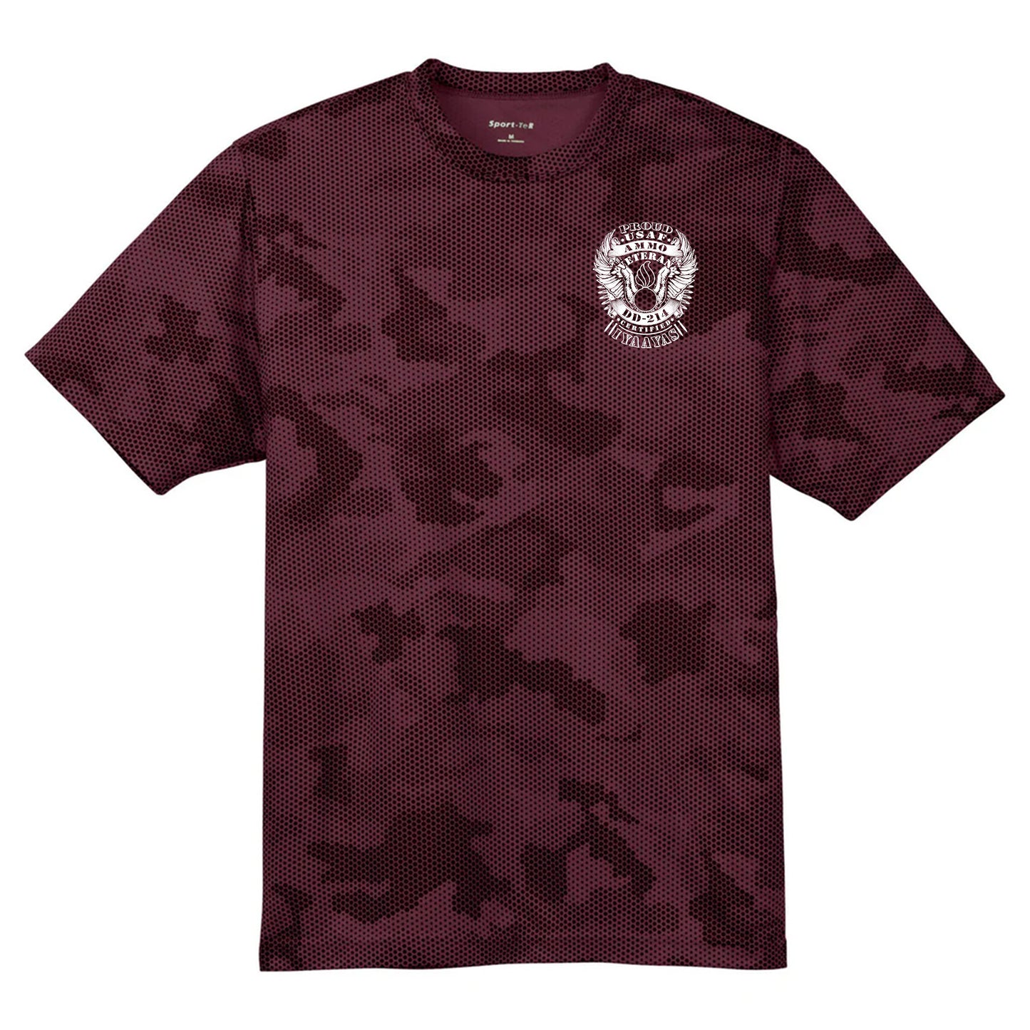 USAF AMMO Proud Veteran DD-214 Certified IYAAYAS Pisspot Eagle Wings Bomb Silhouette CamoHex Tee