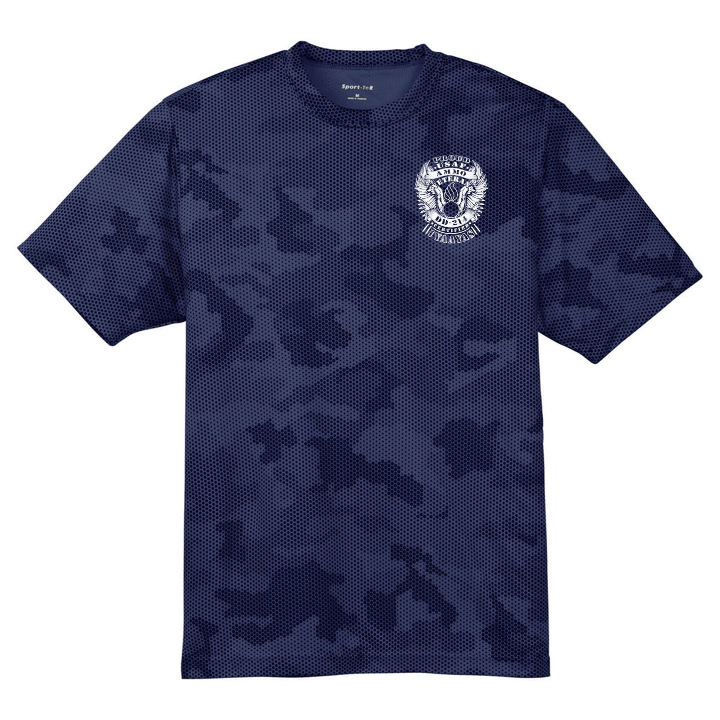 USAF AMMO Proud Veteran DD-214 Certified IYAAYAS Pisspot Eagle Wings Bomb Silhouette CamoHex Tee