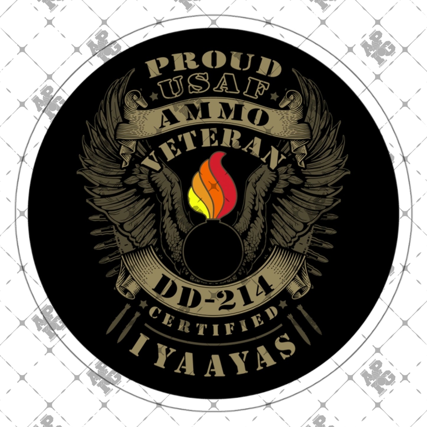 Proud USAF AMMO Veteran DD-214 Certified IYAAYAS Die-Cut Stickers