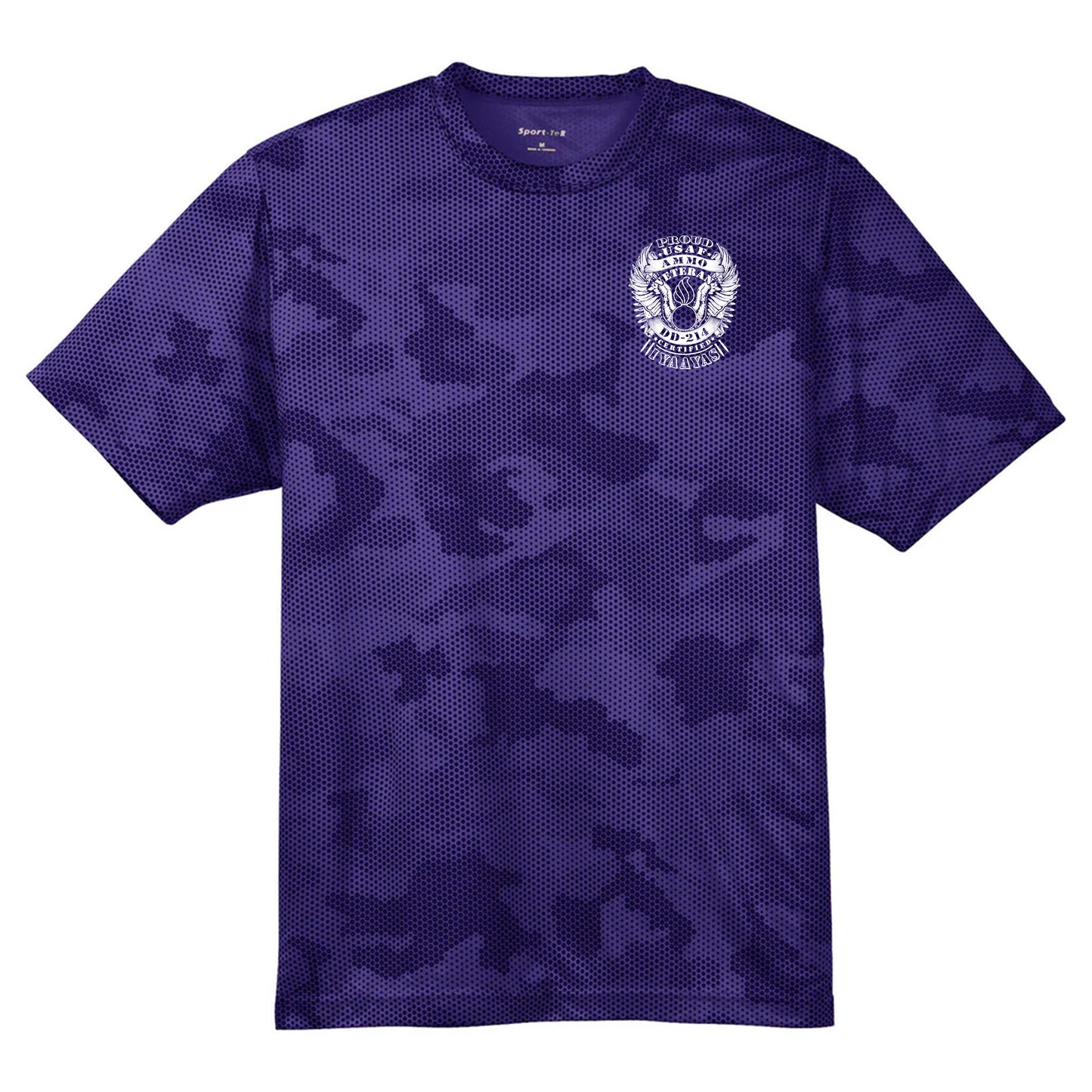 USAF AMMO Proud Veteran DD-214 Certified IYAAYAS Pisspot Eagle Wings Bomb Silhouette CamoHex Tee