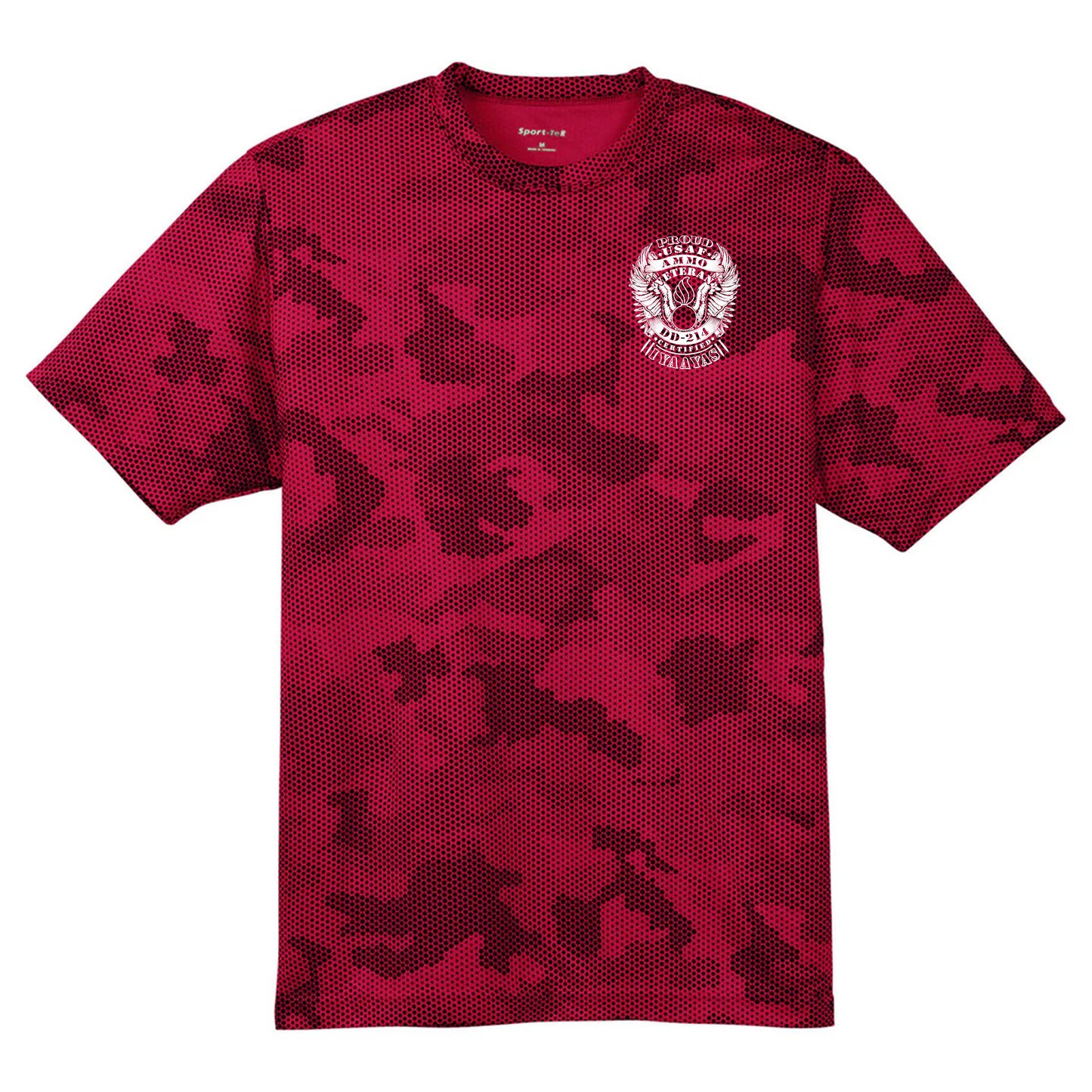 USAF AMMO Proud Veteran DD-214 Certified IYAAYAS Pisspot Eagle Wings Bomb Silhouette CamoHex Tee