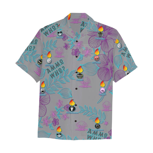 AMMO Who Different Event Pisspot Facial Expressions Neon Flowers Mens Front Left Chest Pocket Hawaiian Shirt