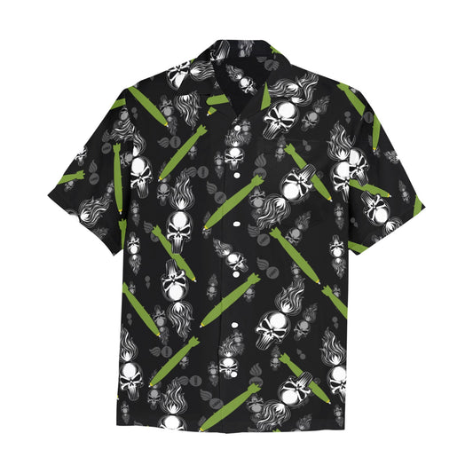 Punisher Skull Pisspots and Bombs Mens Hawaiian Shirt With Left Chest Pocket