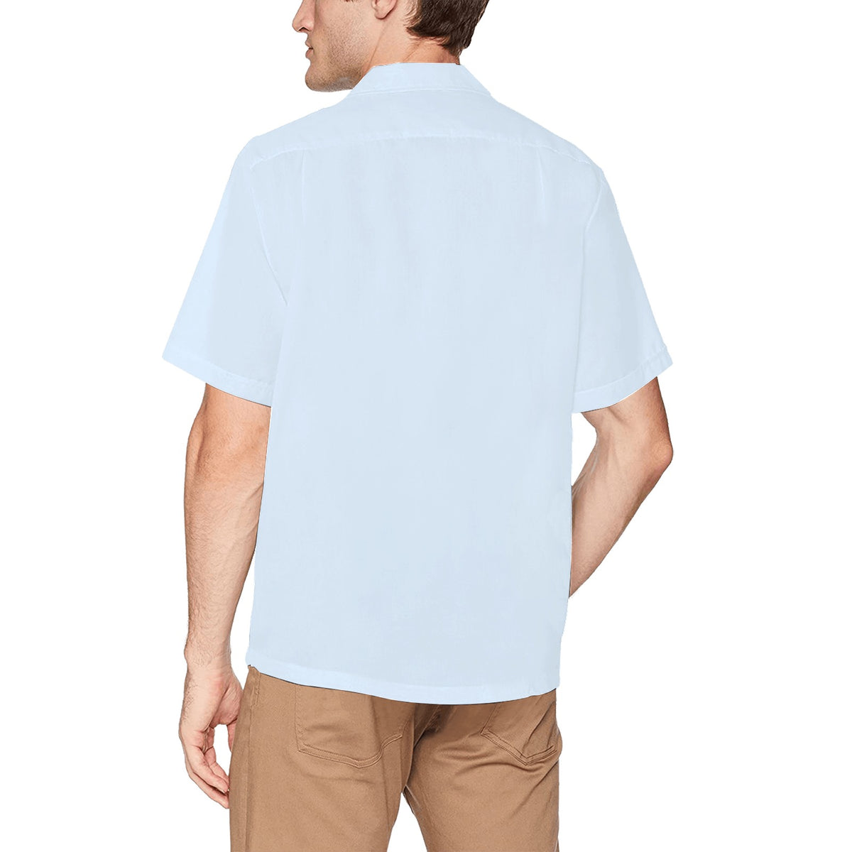 Blues Colored Shirt With Dark Blue Crooked Loosened Tie with Pisspot On It Hawaiian Shirt With Left Chest Pocket