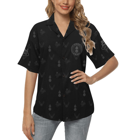 2027 AMMO Bash Las Vegas Grim Reaper Snake Eyes Black Subdued Color Logos Women’s Hawaiian Shirt with No Pocket