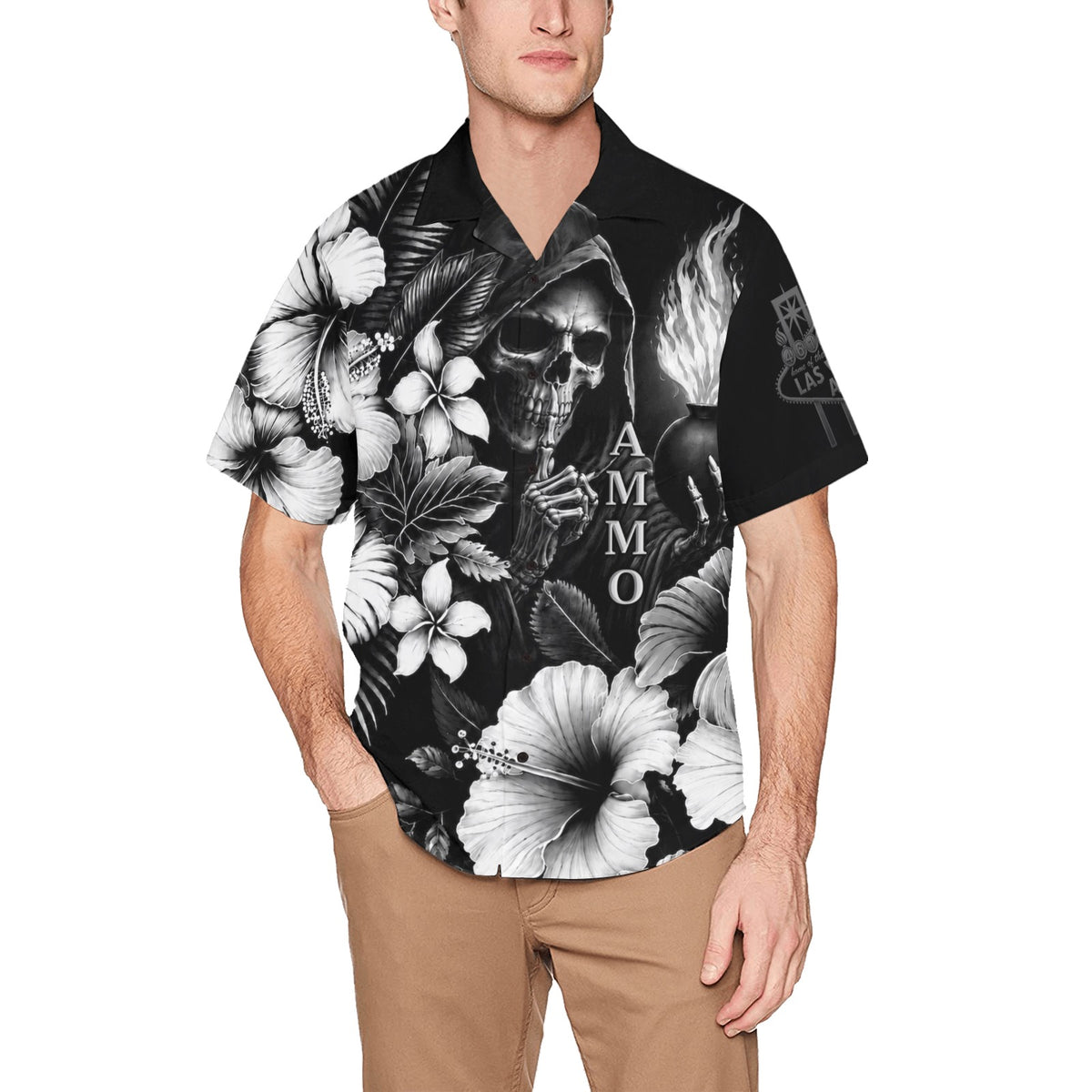 USAF AMMO Flowers Grim Reaper LV AVA Pisspot Hawaiian Shirt With Left Chest Pocket