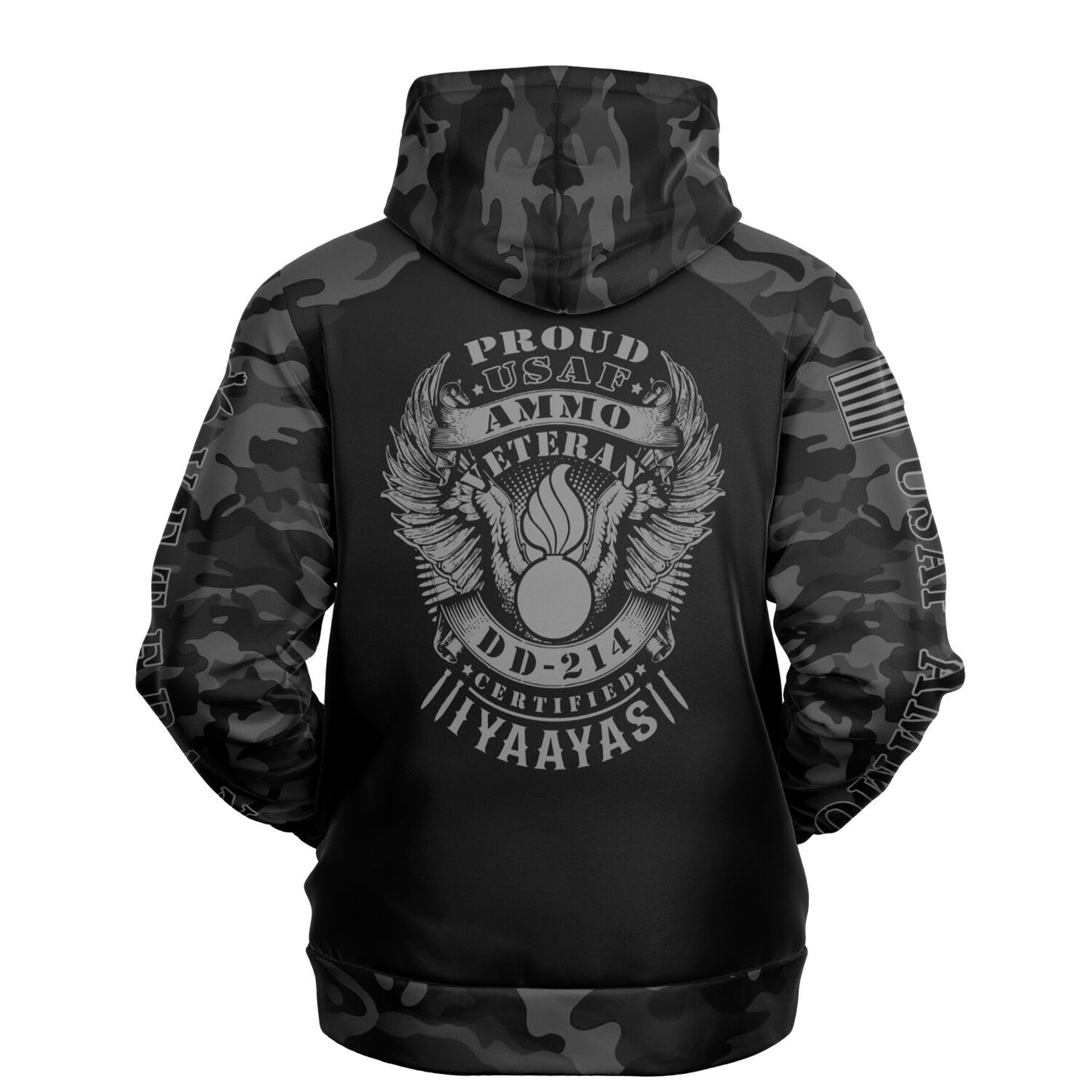 Black and Grey USAF AMMO Veteran DD-214 Fashion Hoodie - All Over Print