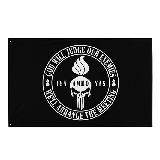 USAF AMMO Punisher Pisspot God Will Judge Our Enemies Circle Logo One-Sided Wall Flag