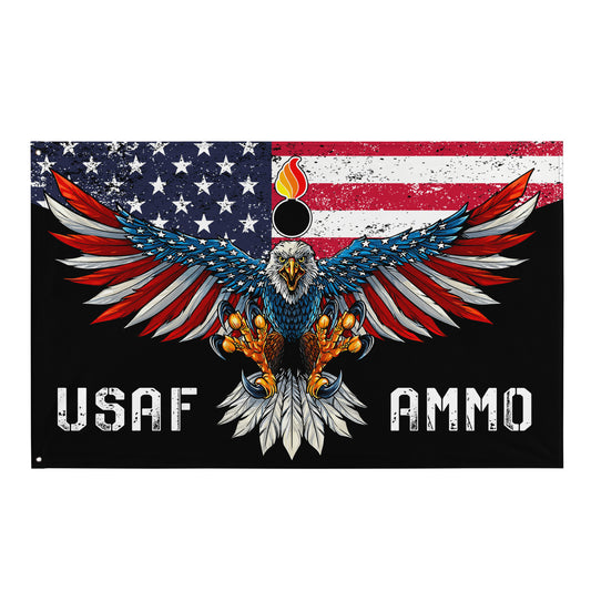 USAF AMMO Half Black Half American Flag Eagle Pisspot One-Sided Wall Flag