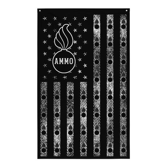 AMMO Black And White American Grunge and Pisspots Vertical Hanging One-Sided Wall Flag