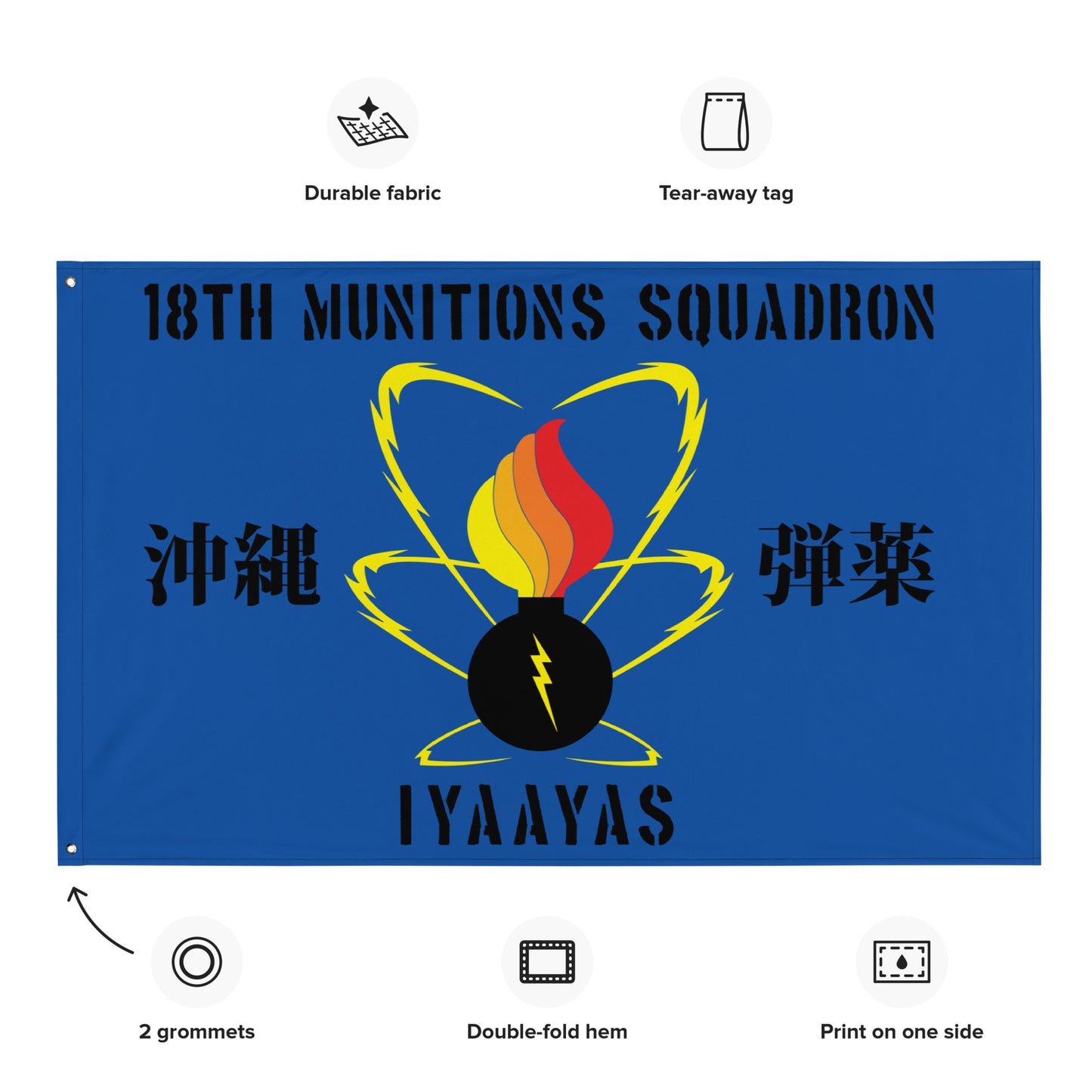 18 MUNS AMMO Only Version Updated 5' X 3' Wall Flag
