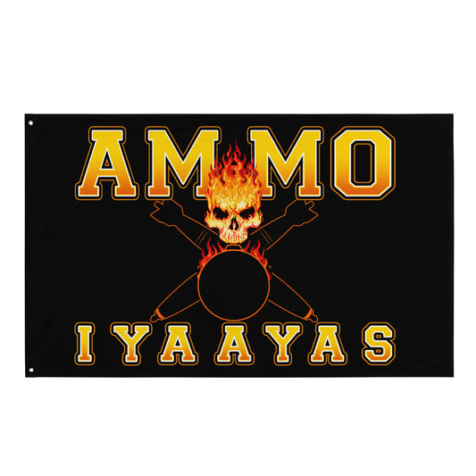 USAF AMMO Fire Filled Text Flaming Skull Pisspot With Crossed Bombs IYAAYAS One-Sided Wall Flag