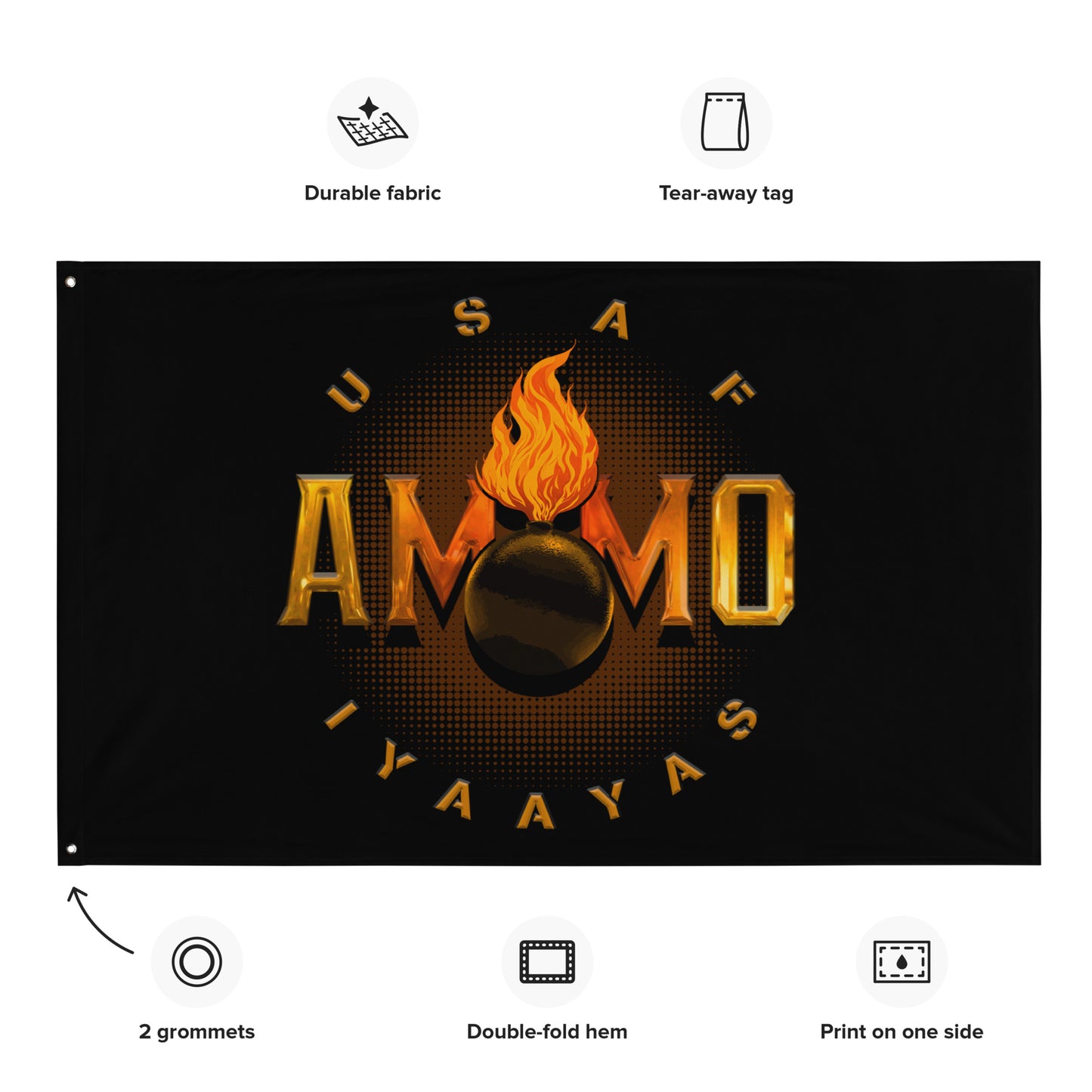 USAF AMMO IYAAYAS Glowing Background Pisspot One-Sided Wall Flag