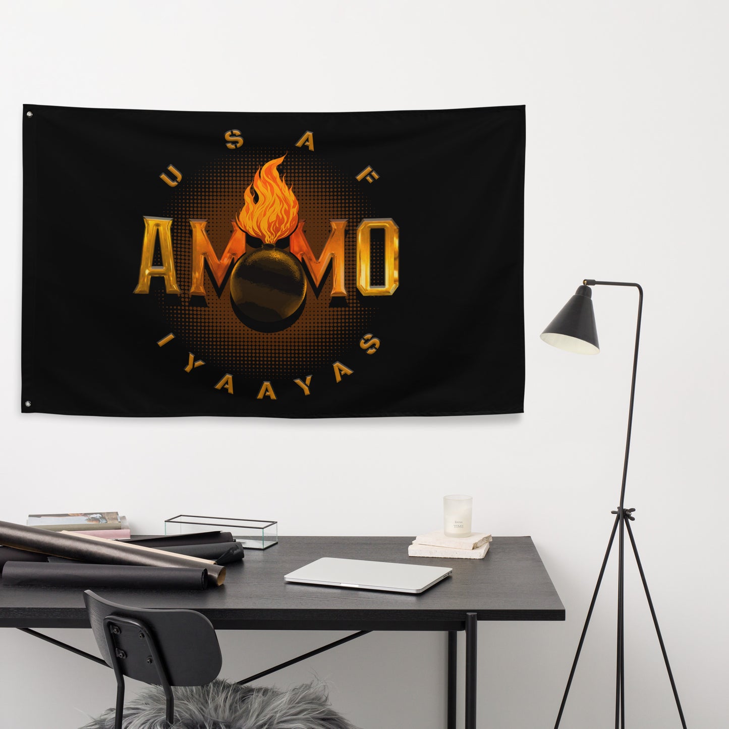 USAF AMMO IYAAYAS Glowing Background Pisspot One-Sided Wall Flag