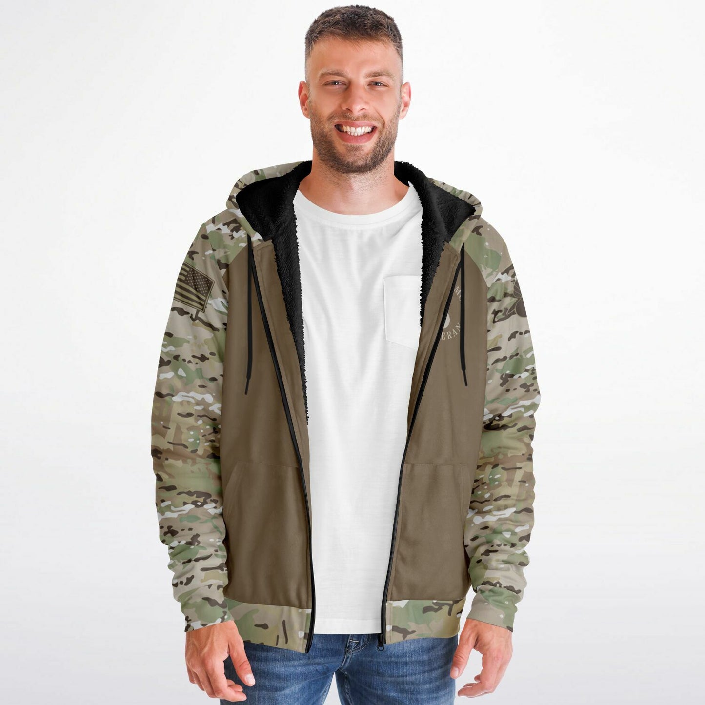USAF AMMO Veteran OCP Style Microfleece Cold Weather Zip-Up Hoodie - All Over Print