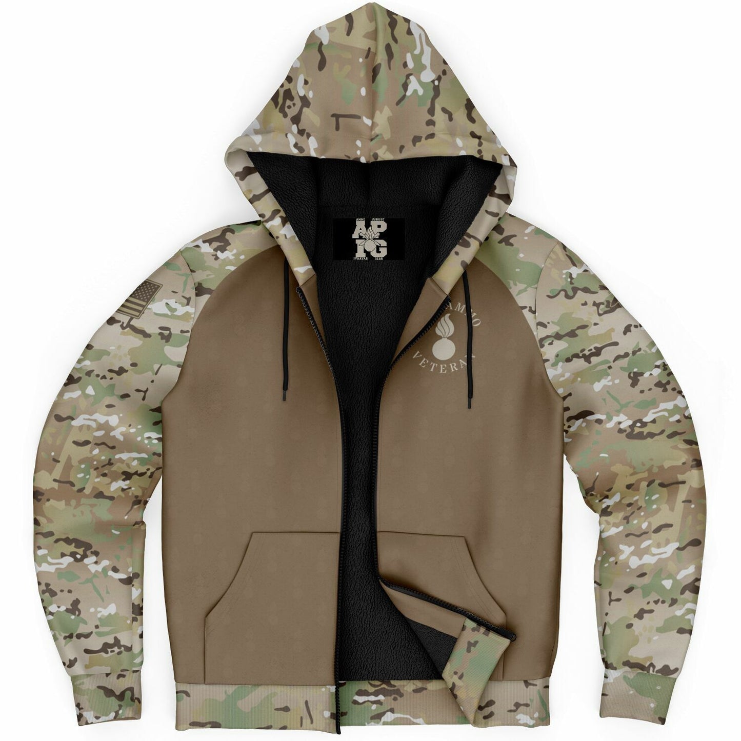 USAF AMMO Veteran OCP Style Microfleece Cold Weather Zip-Up Hoodie - All Over Print