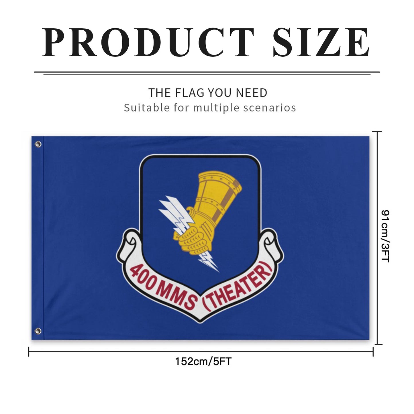 400th MMS (T) Original AMMO Blue Background Two-Sided Flag