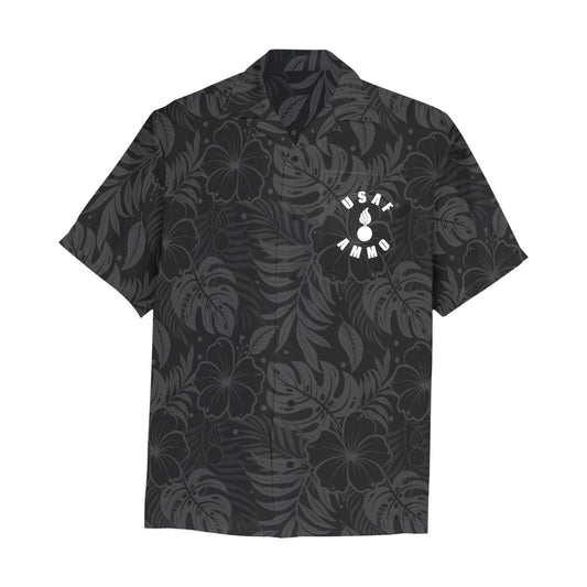 USAF AMMO Aint No Mountain High Enough Drone Dropping Bomb on Bunker Hawaiian Shirt With Left Chest Pocket