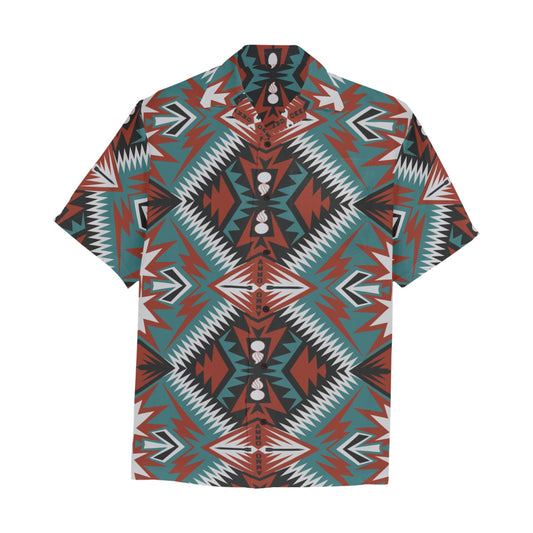 Southwestern Native Pattern With Pisspots AMMO and Flechettes Mens Hawaiian Shirt With Left Chest Pocket