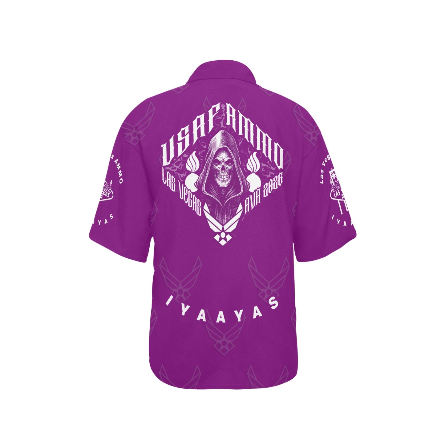 USAF AMMO Grim Reaper 2026 Las Vegas AVA Pisspots IYAAYAS Purple V3 Womens Version Event Hawaiian Shirt