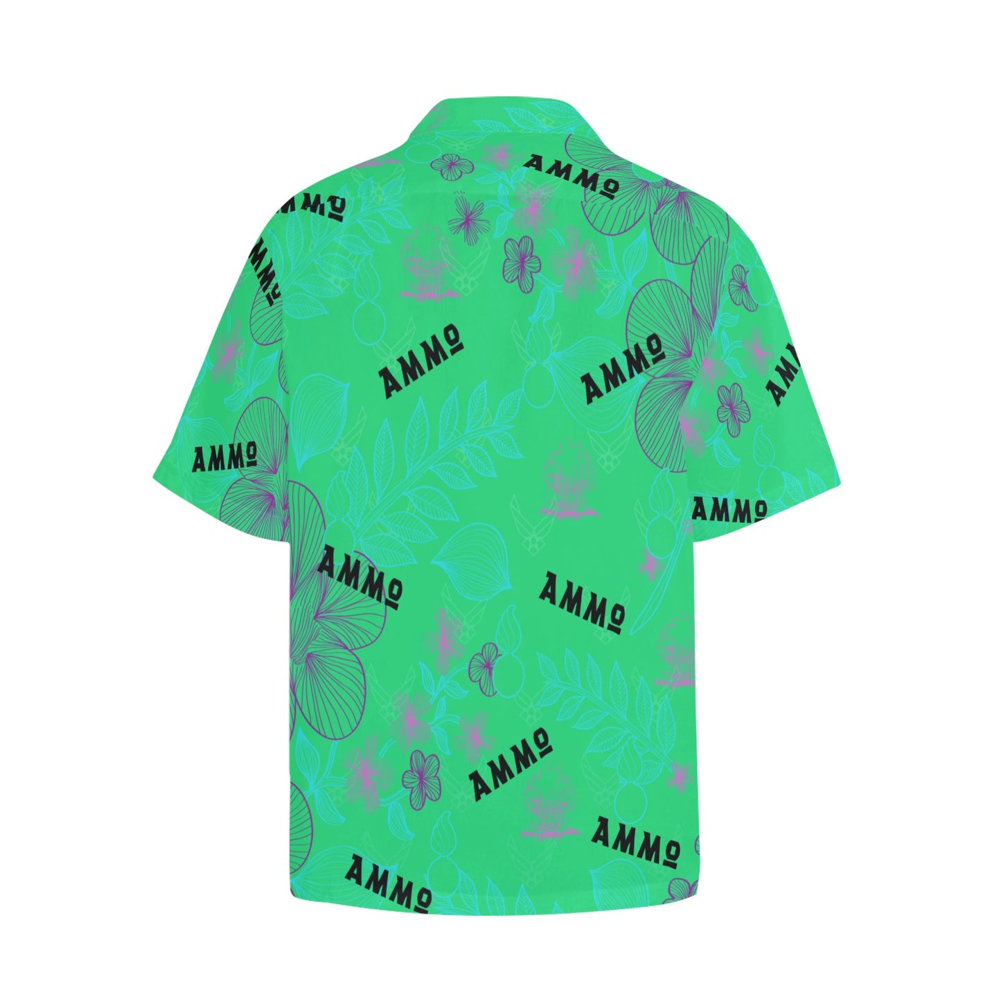 USAF AMMO Neon Green Pisspots and Subtle AF Vectors AMMO Pride Mens Hawaiian Shirt With Left Chest Pocket