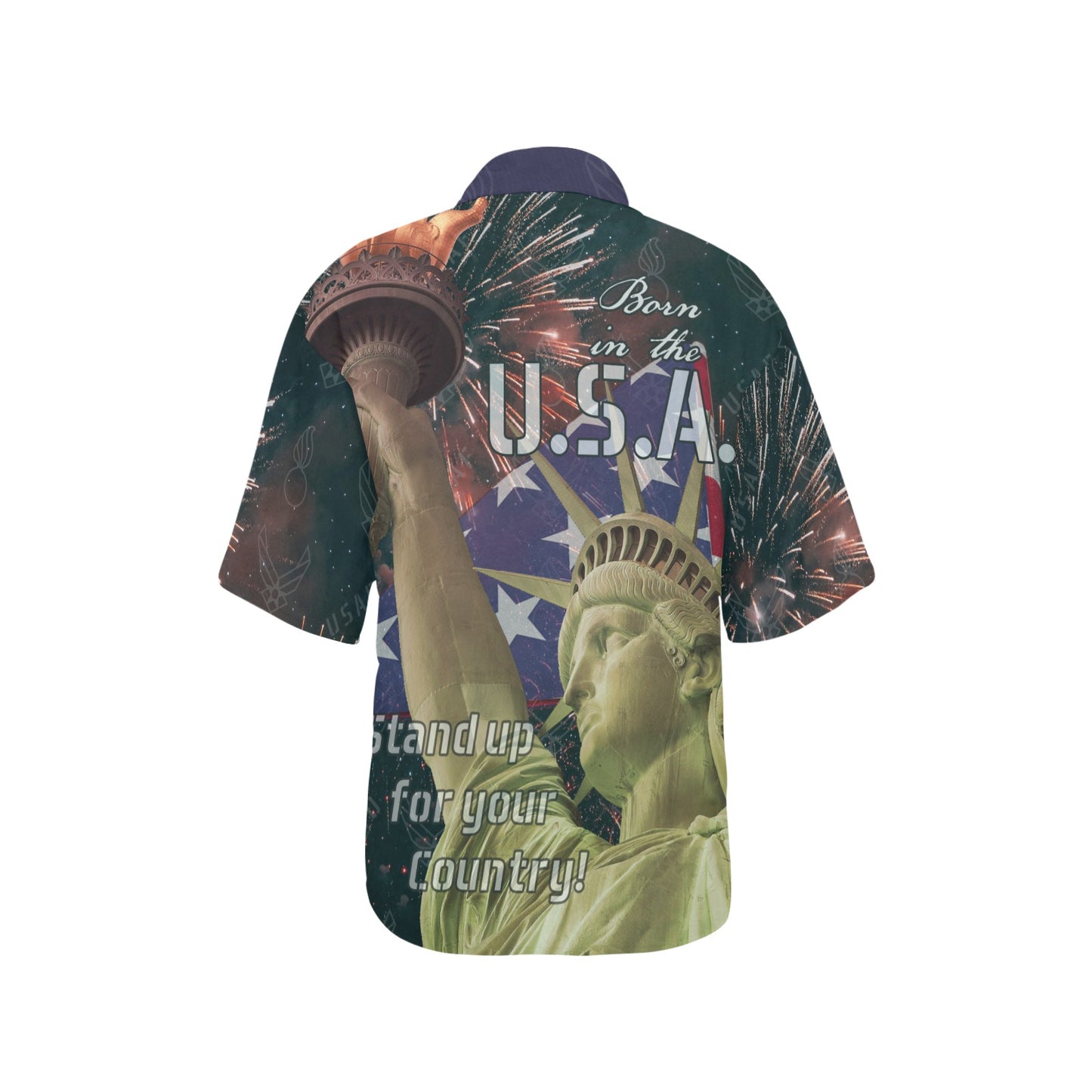USAF AMMO Pisspots AF Vector logos Statue of Liberty Fireworks Patriotic Womens Hawaiian Shirt