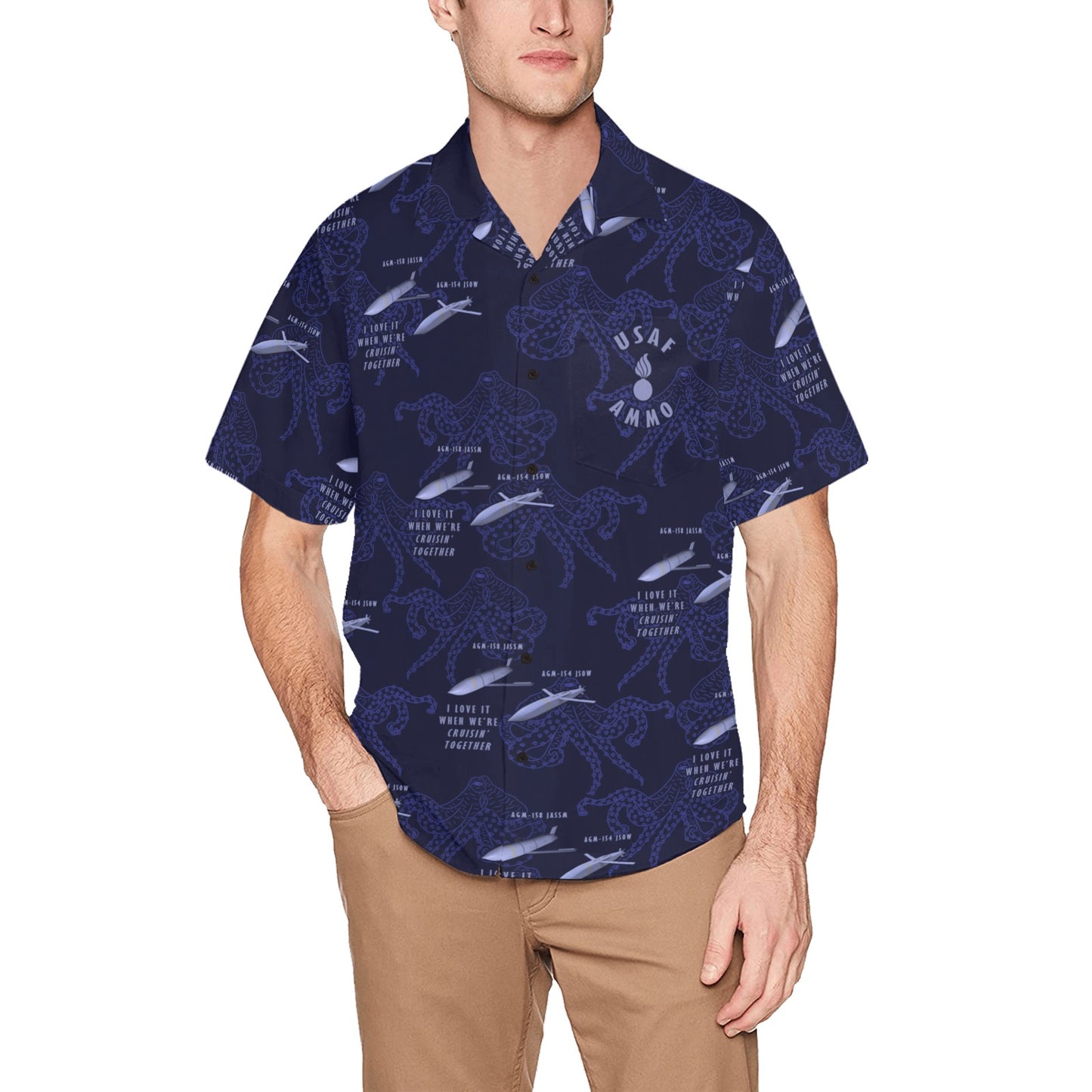 USAF AMMO JASSM JSOW Love It When We’re Crusin’ Together Octopus Pisspot Hawaiian Shirt With Left Chest Pocket