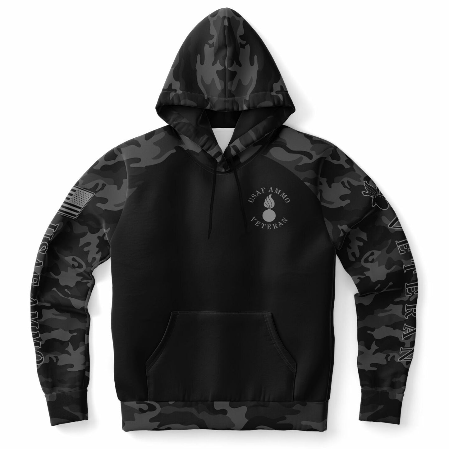 Black and Grey USAF AMMO Veteran DD-214 Fashion Hoodie - All Over Print
