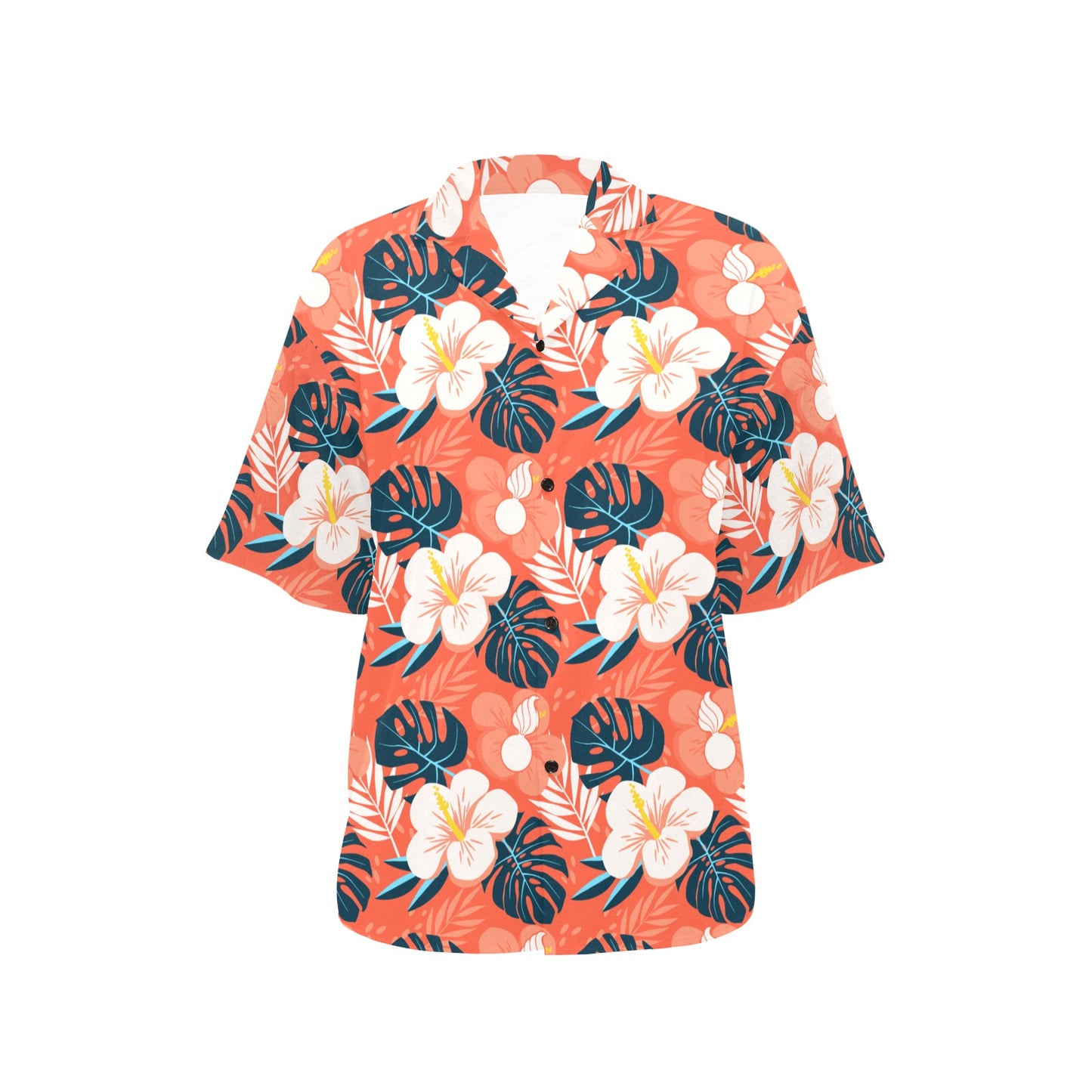 USAF AMMO Flowers Leaves and Pisspots Orange Background Womens Hawaiian Shirt