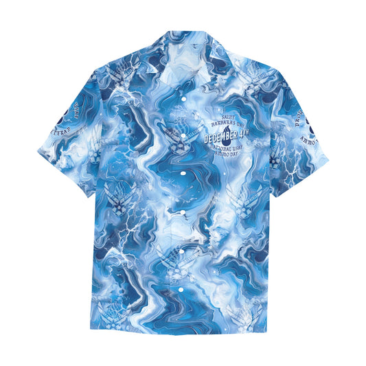 National USAF AMMO and Saint Barbara's Day December 4th Mens Marble Blue Hawaiian Shirt With Left Chest Pocket
