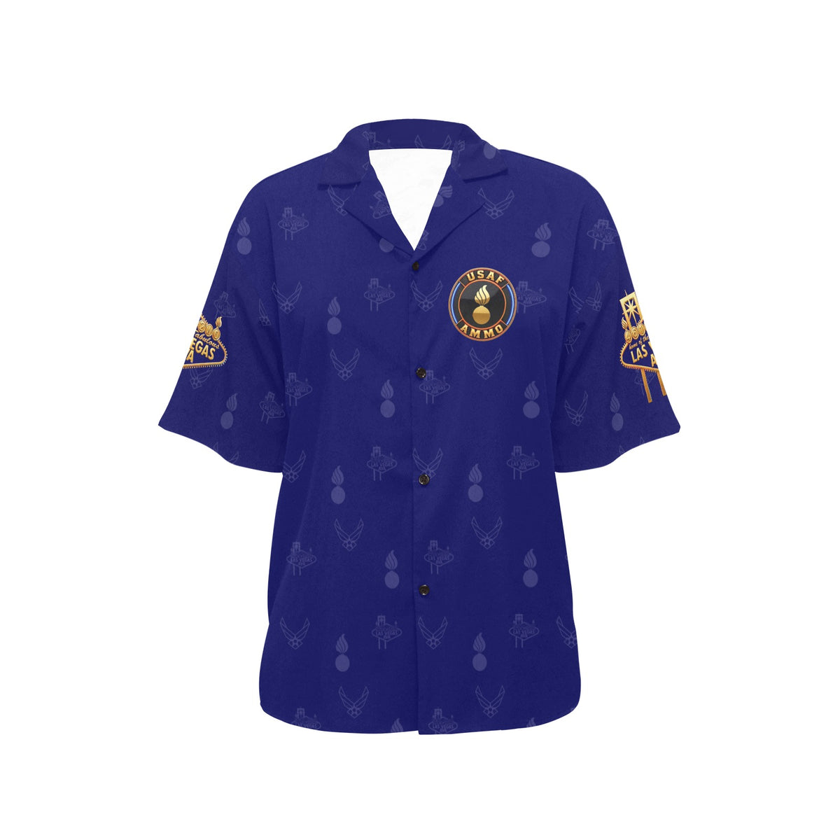 2027 AMMO Bash Las Vegas Grim Reaper Snake Eyes Navy Blue Full Color Logos Women’s Hawaiian Shirt with No Pocket