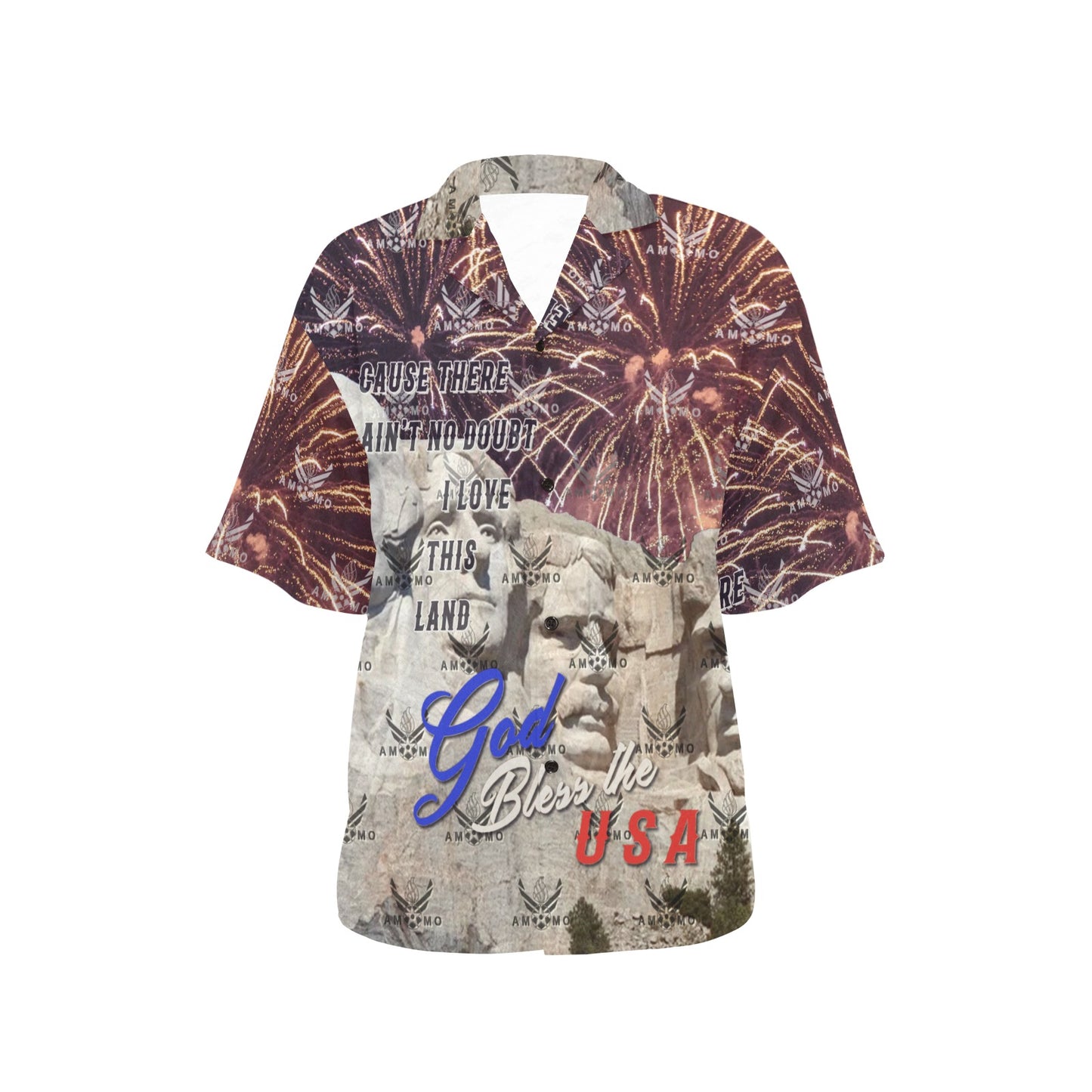 Mount Rushmore Patriotic AMMO Womens Hawaiian Shirt