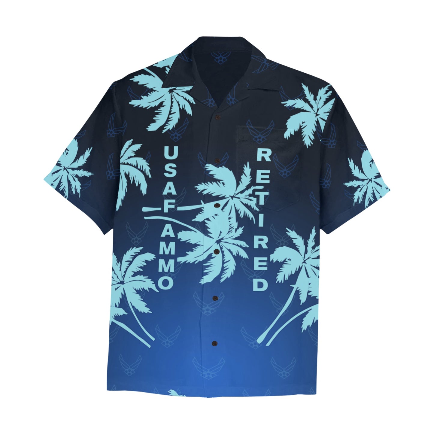 Jim Caufield Base Assignments USAF AMMO Retired Mens Hawaiian Shirt With Left Chest Pocket