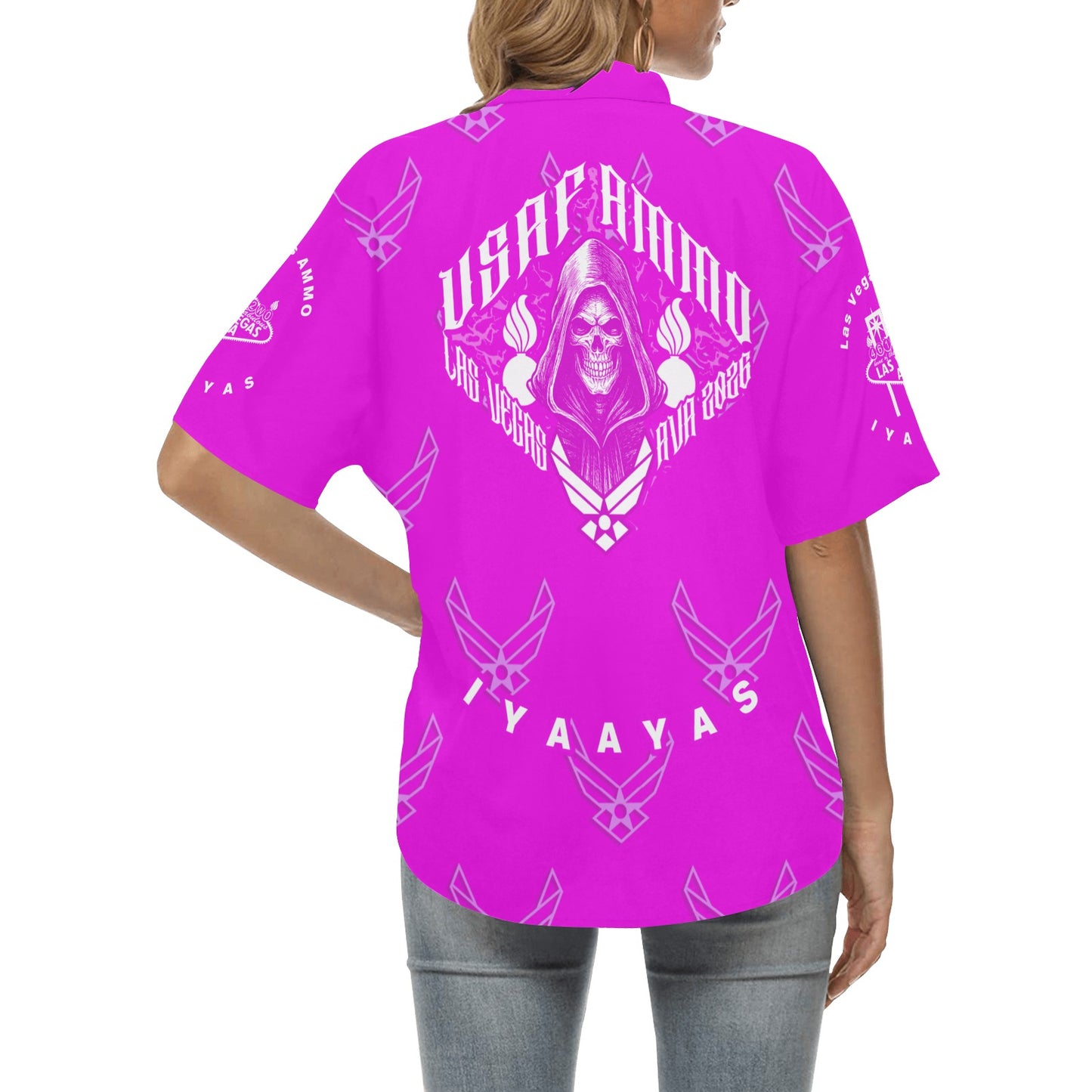 USAF AMMO Grim Reaper 2026 Las Vegas AVA Pisspots IYAAYAS Pink V3 Womens Version Event Hawaiian Shirt