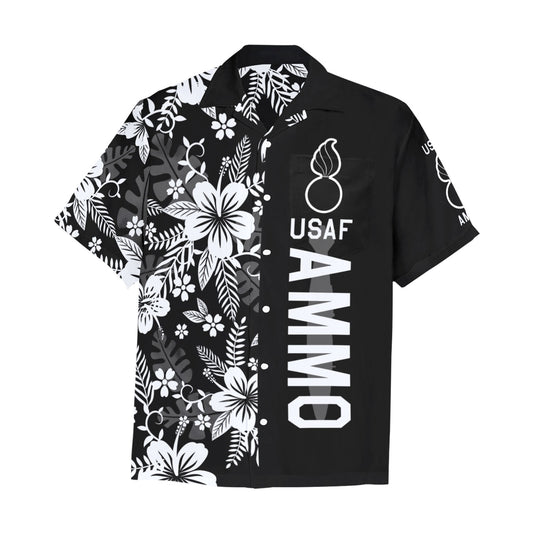 USAF AMMO Half Hawaiian Half Solid Color Pisspot Classy AMMO Pride Hawaiian Shirt With Front Left Chest Pocket