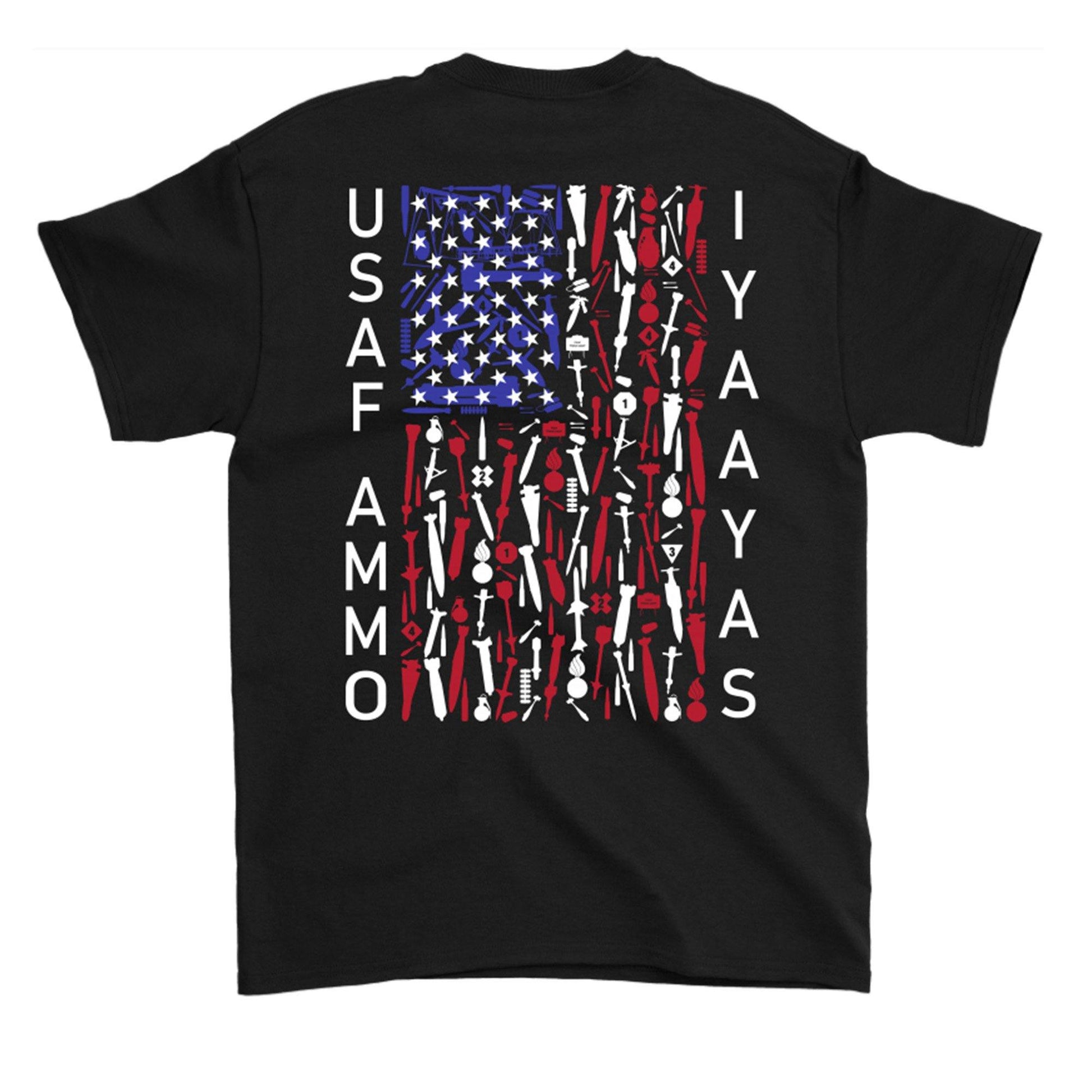 USAF AMMO American Flag Made from AMMO Icons and Images Unisex Gift T-Shirt - AMMO Pisspot IYAAYAS Gear