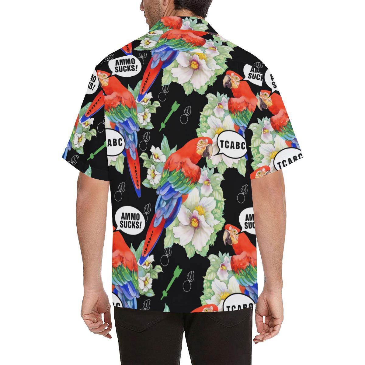 AMMO Hawaiian Shirt Parrots Talking AMMO Sucks TCABC - AMMO Pisspot IYAAYAS Gear