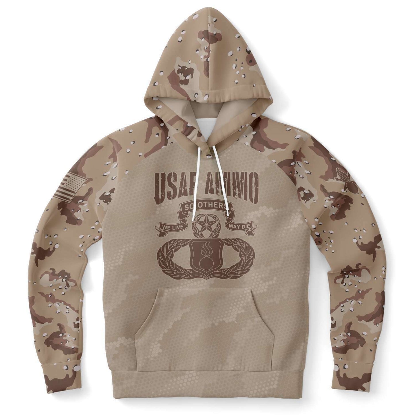 USAF AMMO Chocolate Chip Desert Camouflage Punisher New AMMO Badge Unisex All Over Print Hoodie