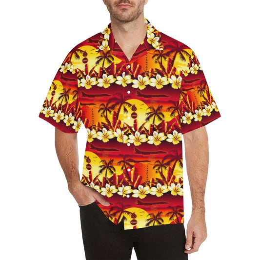 AMMO Hawaiian Shirt Tropical Sunsets With Pisspots and B-1s Dropping Bombs