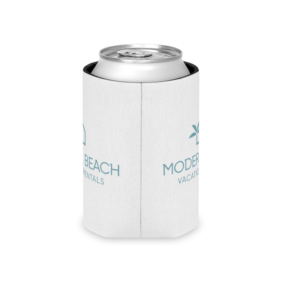 Modern Beach Vacation Rentals Basic Logo White Can Coozie Cooler