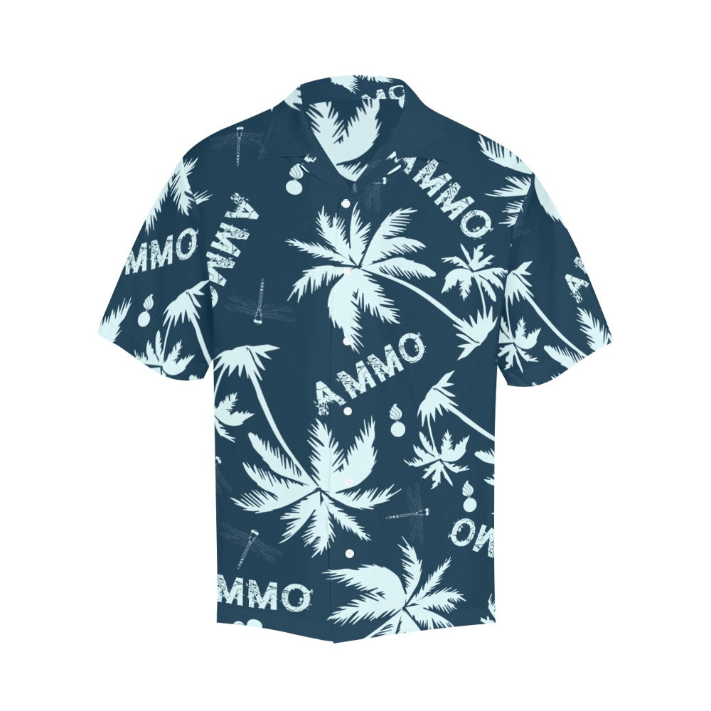 AMMO Hawaiian Shirt Tropical Palm Tree AMMO Pisspot Dragon Fly Pattern