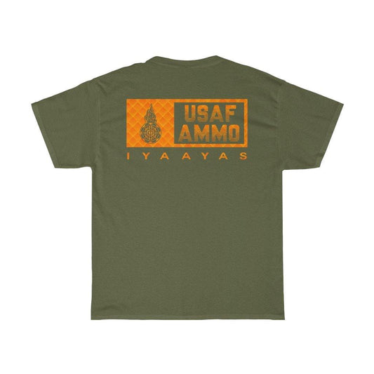 USAF AMMO Tribal Pisspot Fire Background IYAAYAS Munitions Heritage Unisex Gift T-Shirt - AMMO Pisspot IYAAYAS Gear