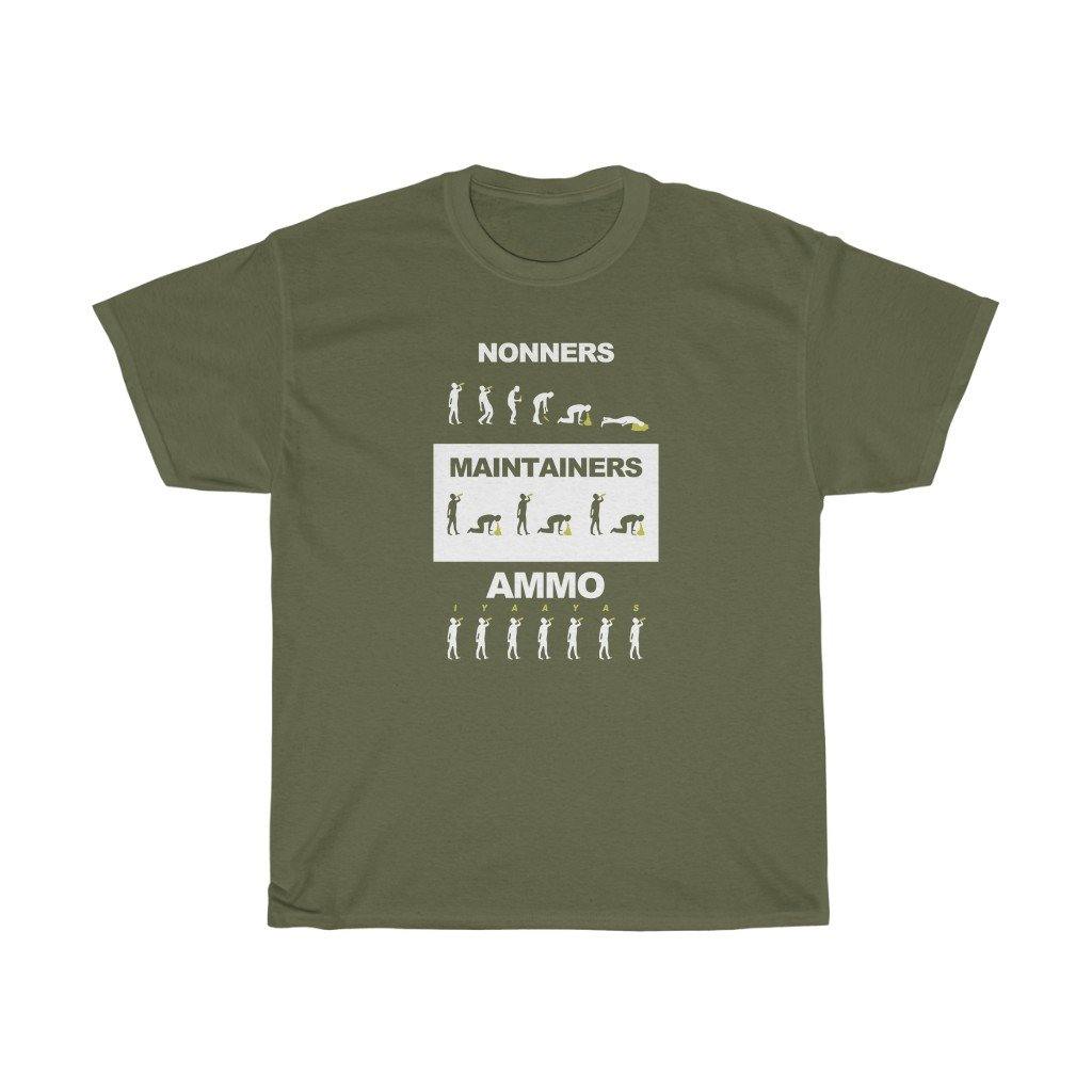 Nonners Maintainers and AMMO Drinking IYAAYAS Munitions Heritage Unisex Gift T-Shirt - AMMO Pisspot IYAAYAS Gear